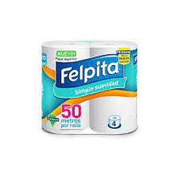 *SIMPLE SUAVIDAD* HIGIENICO "FELPITA" 50 MTS X 4U (HOJA SIMPLE)