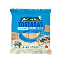 *INTEGRAL SIN SAL* TOSTADITAS ARROZ "MOLINOS ALA" X 150 GRS 