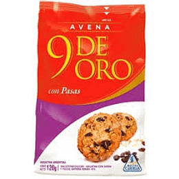 * X 120 GRS * GALLETITAS "9 DE ORO" CON PASAS 