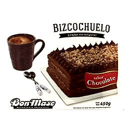 * X 450 GRS * BIZCOCHUELO "BON-MASE" CHOCOLATE 3 CAPAS