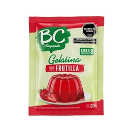 GELATINA "BC" FRUTILLA SOBRE X 18 GRAMOS 