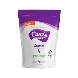 ** CLASICAS ** TOALLAS HUMEDAS "CANDY BABY" LAVANDA X 50U