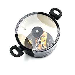 * 24 CM * CACEROLA ANTI-ADHERENTE C/TAPA "COOL BAZAR" BEIGE (HS8008-24)