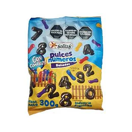 DULCES NUMEROS "BAÑADOS" SOLITAS X 160 GRS 
