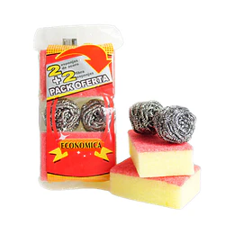 *ART.116* PACK AHORRO "ECONOMICA" 2 ESP.ACERO + 2 FIBRAESPONJA