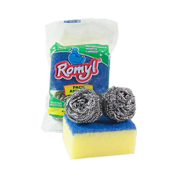 *ART.10* PACK AHORRO "ROMYL" 2 ESP.ACERO + 1 FIBRAESPONJA