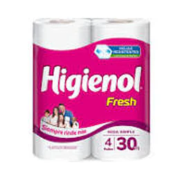 * X 4 UNIDADES * HIGIENICO "HIGIENOL" FRESH X 30 MTS (HOJA SIMPLE)