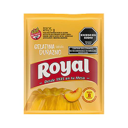 *CLASICA DURAZNO* GELATINA "ROYAL" X 25 GRAMOS 