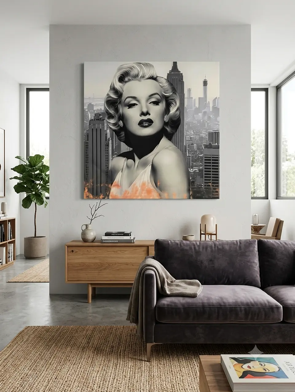 Cuadro decorativo Marilyn monroe blanco y negro 80x80 cm  1