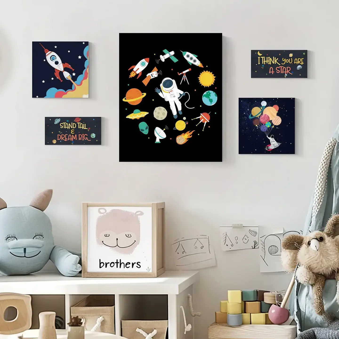 Set de 5 Canvas Decorativos Astronauta 40 X 50 CM 1