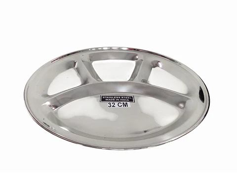 Bandeja Redonda De Acero Con Division De 32 Cms