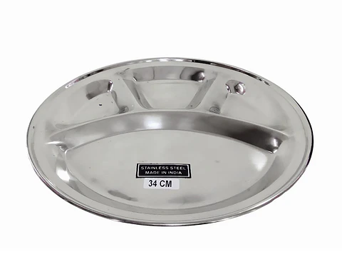 Bandeja Redonda De Acero Con Division De 34 Cms