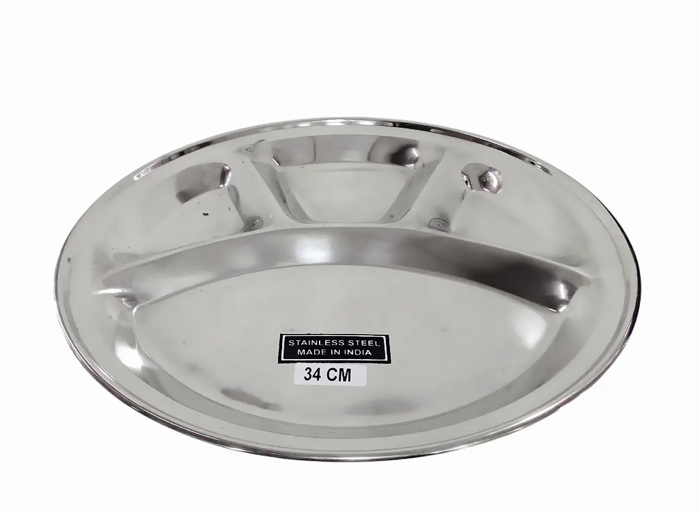 Bandeja Redonda De Acero Con Division De 34 Cms 1