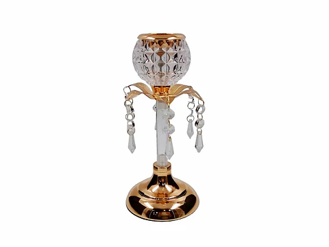 Candelabro Dorado De Vidrio