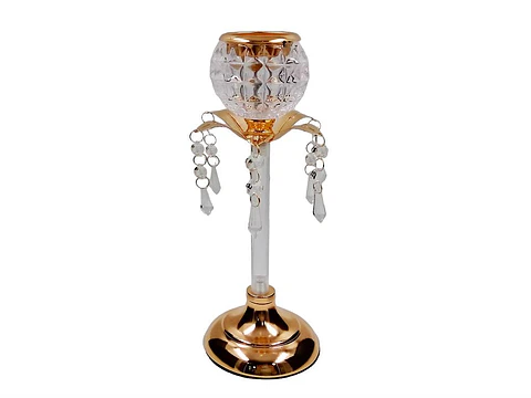 Candelabro Dorado De Vidrio