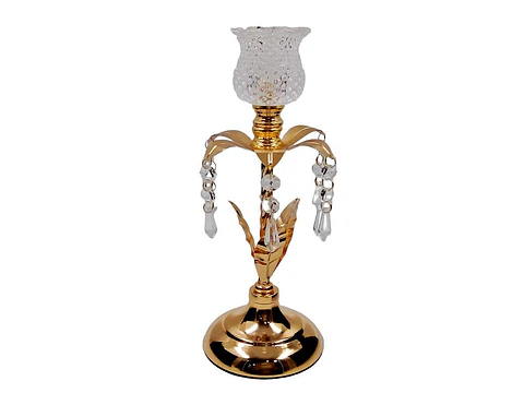 Candelabro Dorado De Vidrio