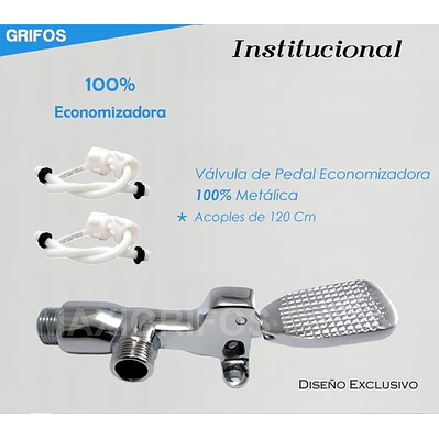 Válvula O Llave Pedal Metálica Industrial Con Acoples 120cm