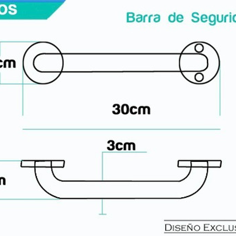 Barra De Seguridad Para Baño De 30 Cm Acero Inoxidable 6