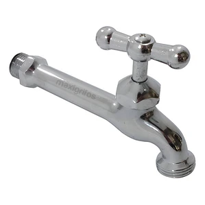 Llave Jardín O Lavadero Larga Cromada Metálica