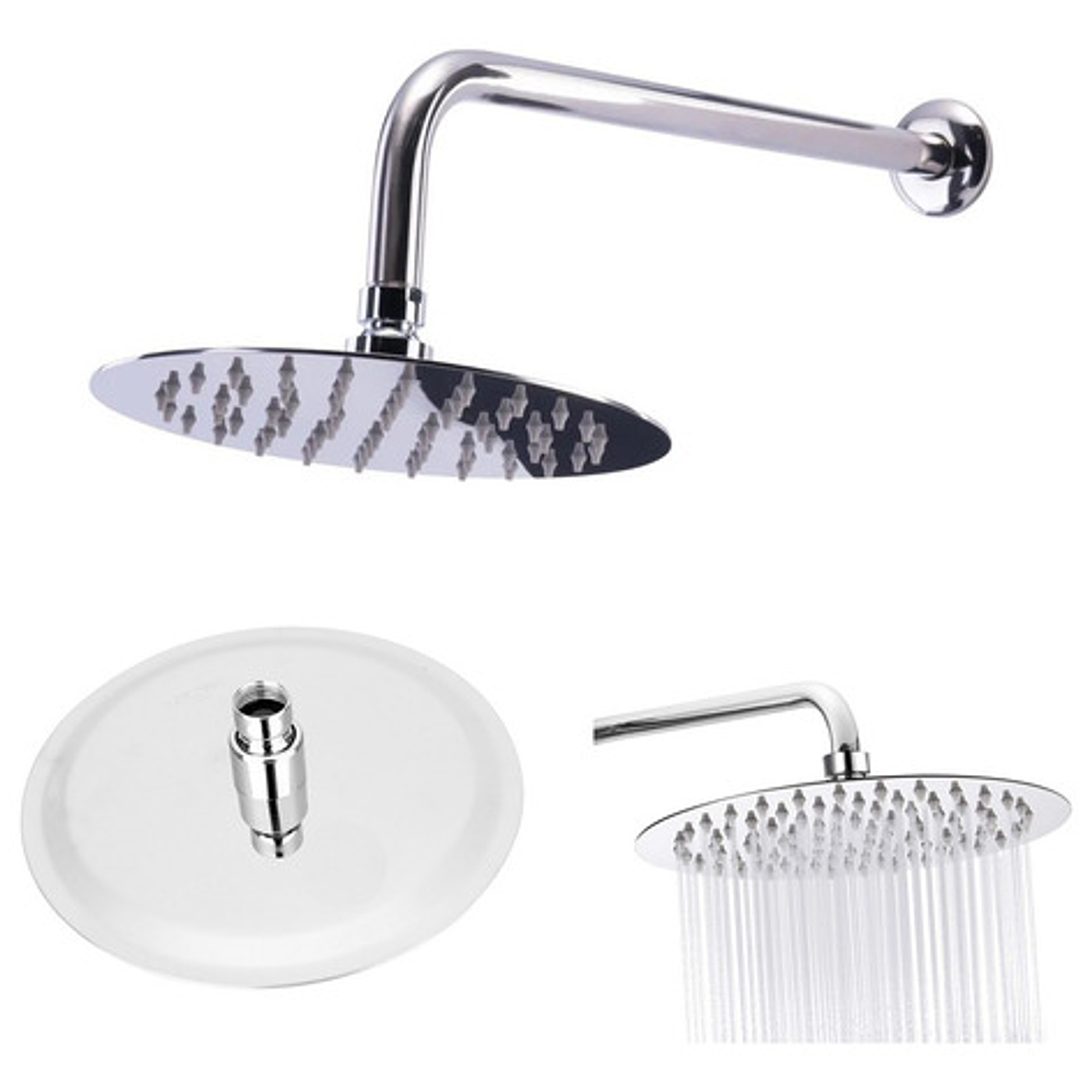 Regadera Para Ducha Metálica 15 X 15 Redonda Incluye Tubo 1