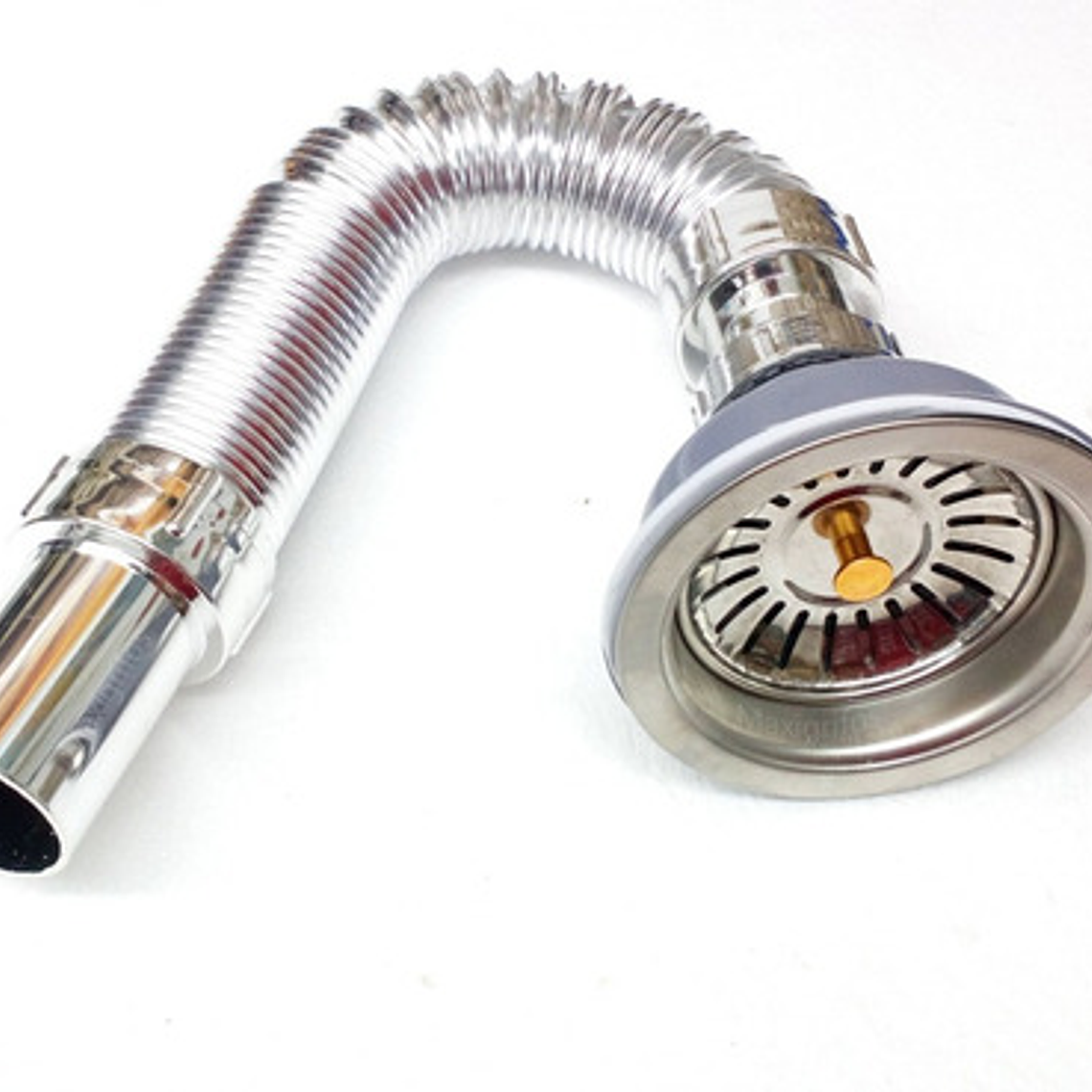 Sifón Flexible Lavaplatos Cromado Con Canastilla En Acero 1