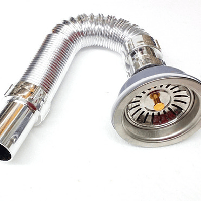 Sifón Flexible Lavaplatos Cromado Con Canastilla En Acero