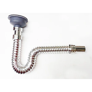 Sifón Flexible Lavaplatos Cromado Con Canastilla En Acero