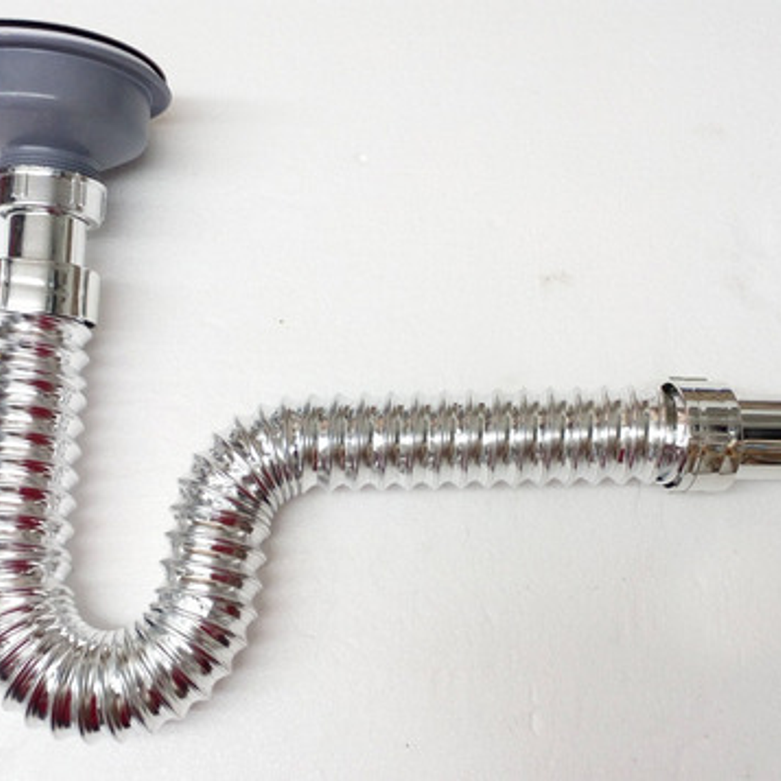 Sifón Flexible Lavaplatos Cromado Con Canastilla En Acero 7