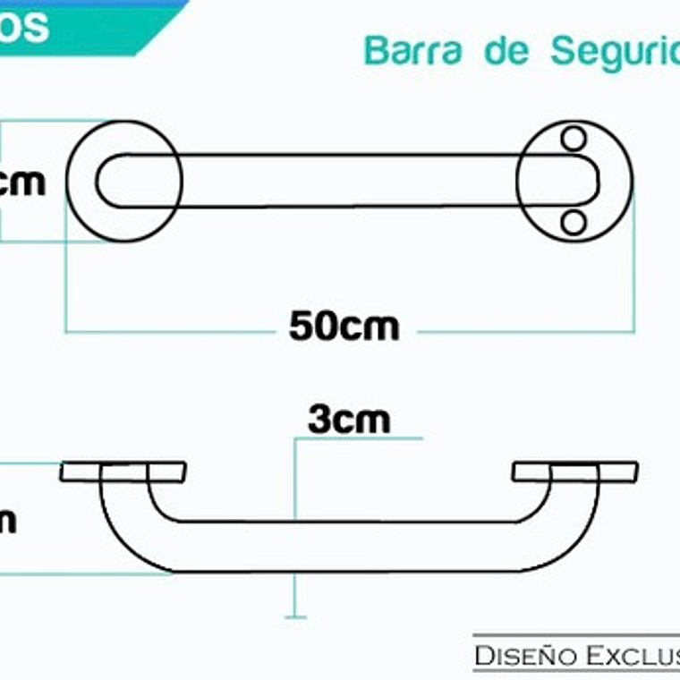 Barra De Seguridad Para Baño De 50 Cm Acero Inoxidable 6