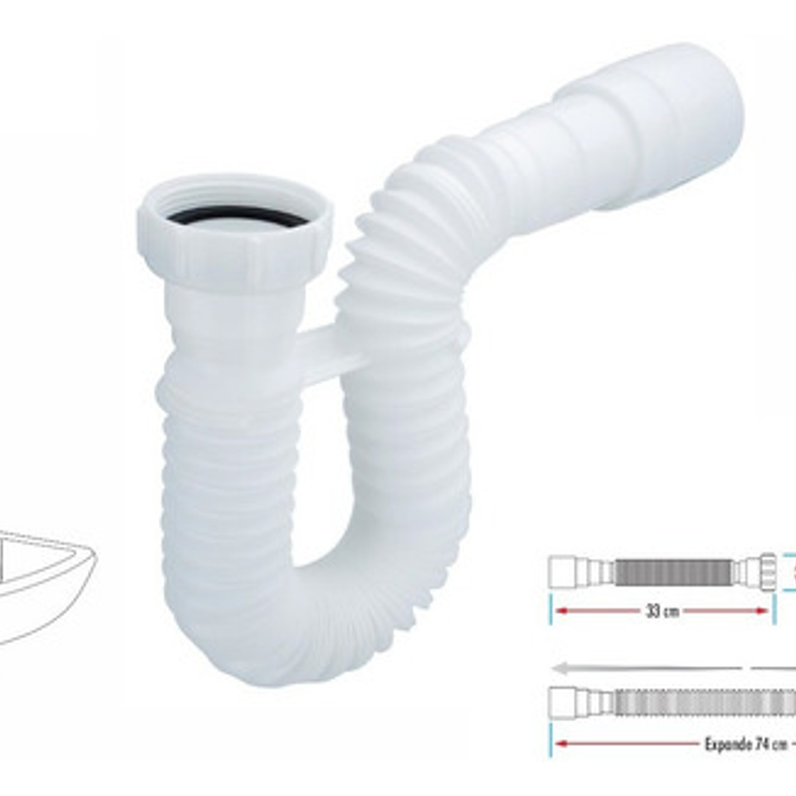 Sifón Flexible Para Lavaplatos O Lavamanos 2