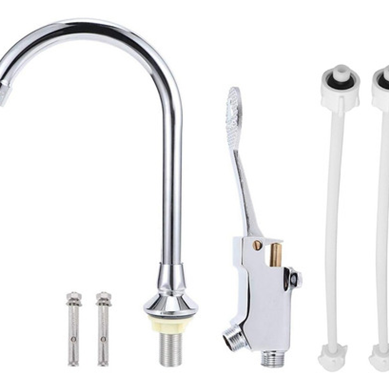 Kit Válvula Llave Pedal Metálica Con Cuello Y Acoples 100cm 1