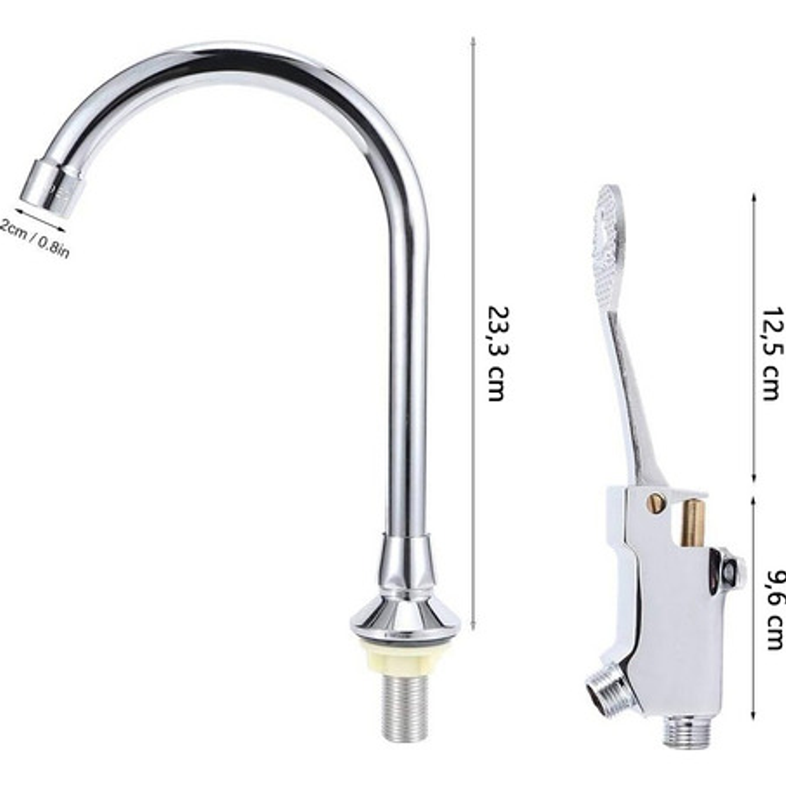 Kit Válvula Llave Pedal Metálica Con Cuello Y Acoples 100cm 3