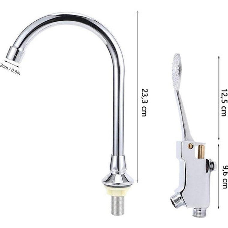 Kit Válvula Llave Pedal Metálica Con Cuello Y Acoples 100cm 3