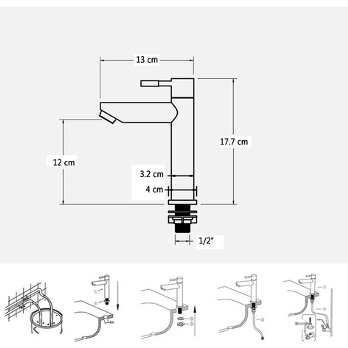 Llave Lavamanos Metálica Poste Bajo  3