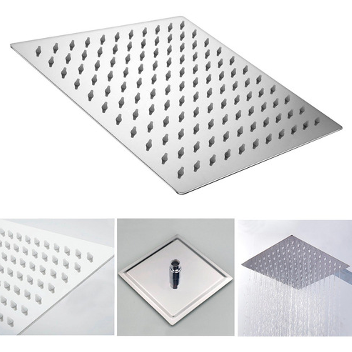 Regadera Para Ducha Metálica 20 X 20 Cuadrada Incluye Tubo 2