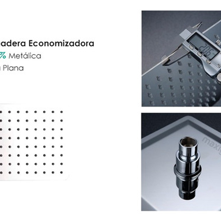 Regadera Para Ducha Metálica 20 X 20 Cuadrada Incluye Tubo 5