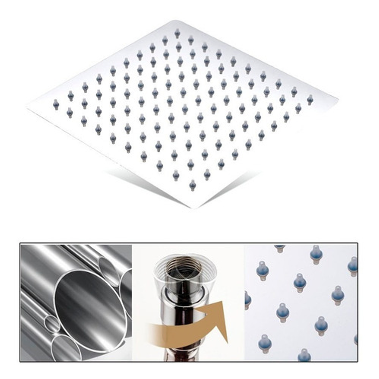 Regadera Para Ducha Metálica 20 X 20 Cuadrada Incluye Tubo 8