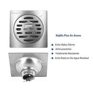 Rejilla Piso En Acero 10x10 Antiolor Y Anticucarachas Ranura
