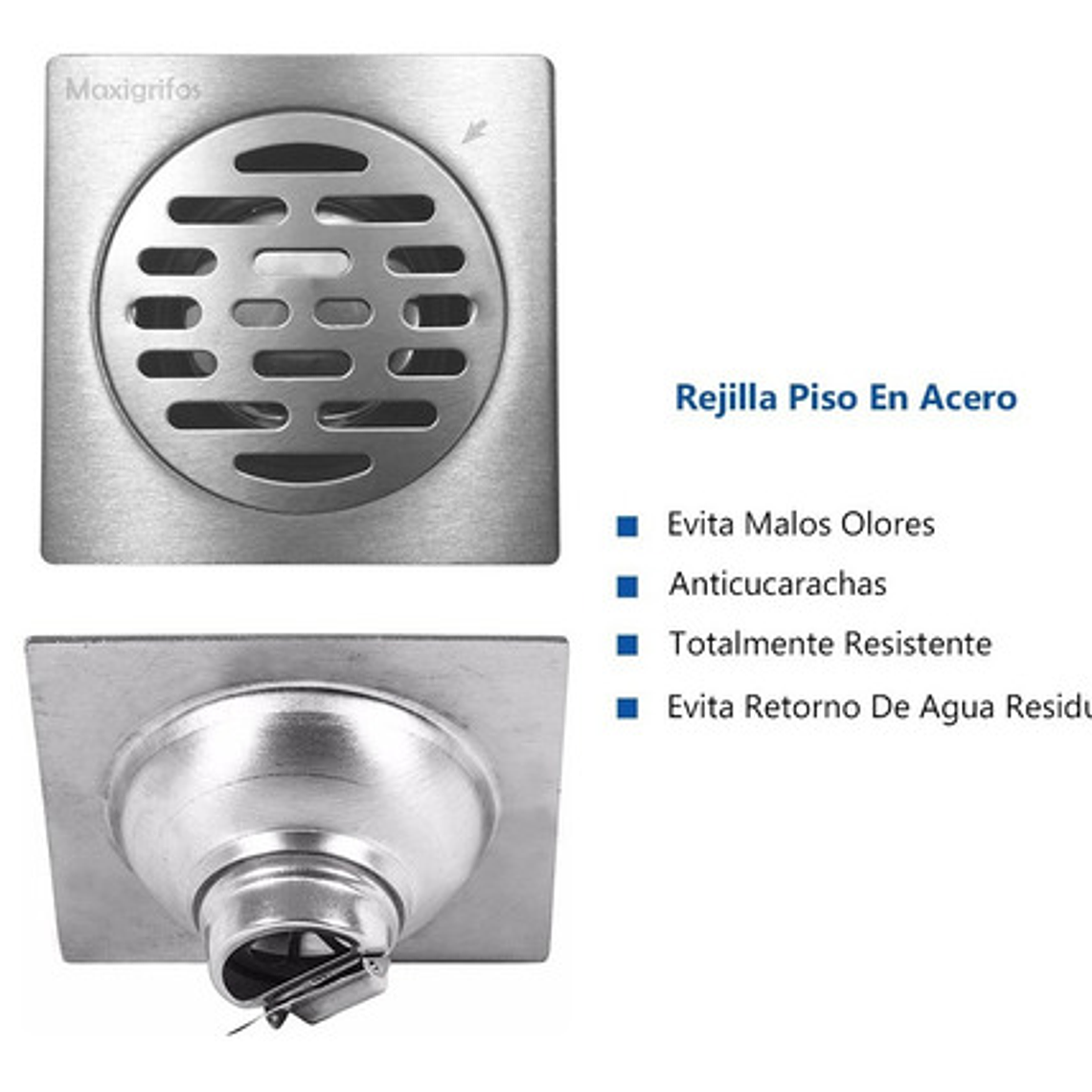 Rejilla Piso En Acero 10x10 Antiolor Y Anticucarachas Ranura 2