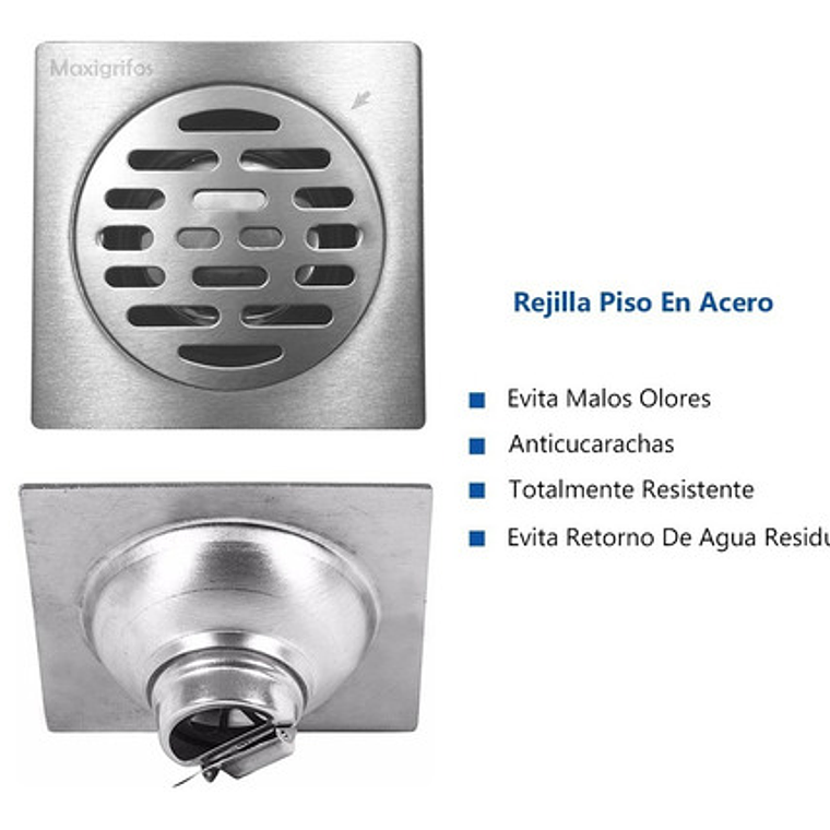 Rejilla Piso En Acero 10x10 Antiolor Y Anticucarachas Ranura 2