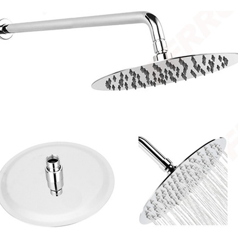 Regadera Ducha Metálica 25 X 25 Redonda Incluye Tubo 1