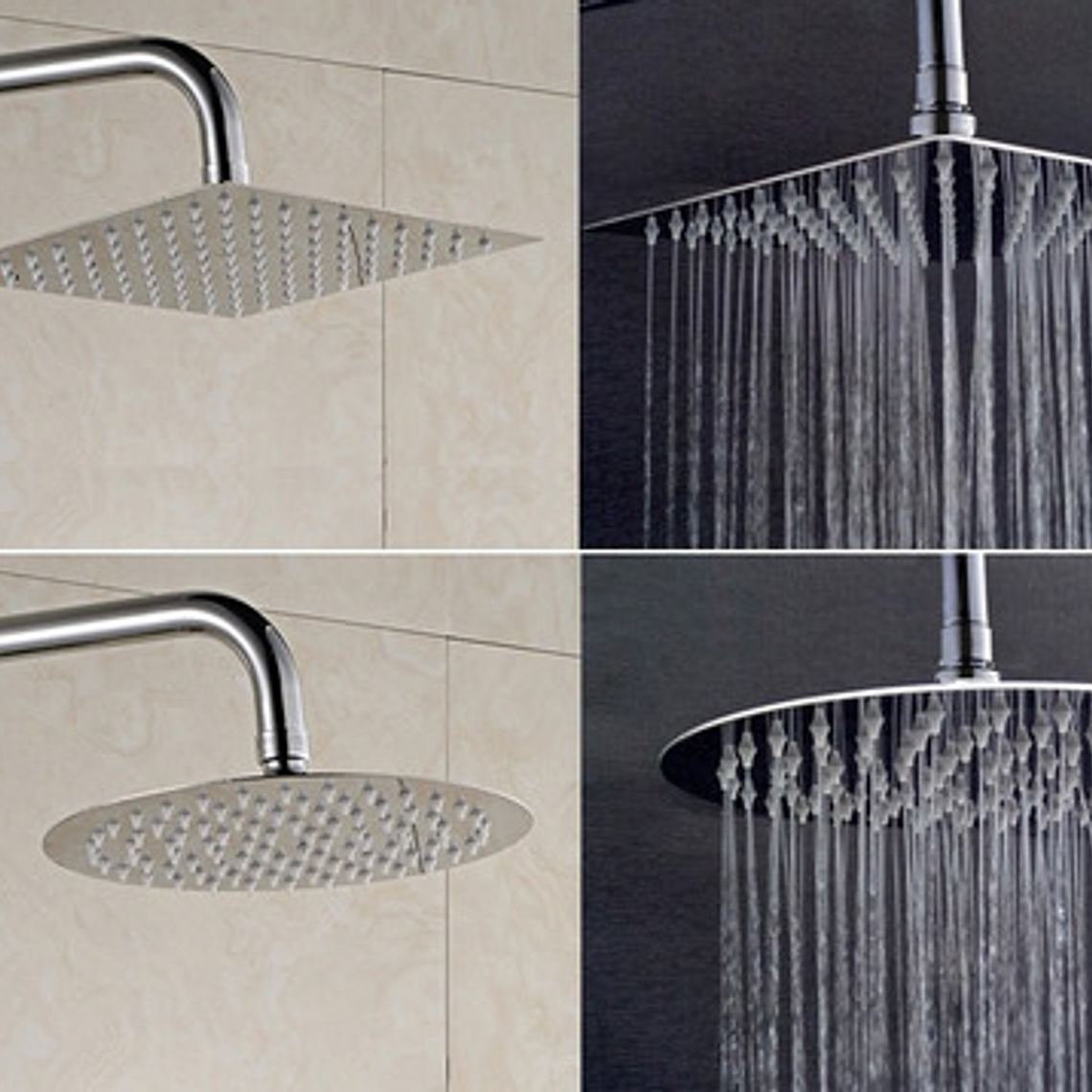 Regadera Ducha Metálica 25 X 25 Redonda Incluye Tubo 4