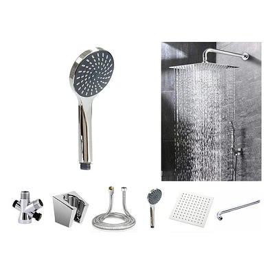 Combo X 3 Regadera Metálica 20x20, Ducha Telefono, Desviador