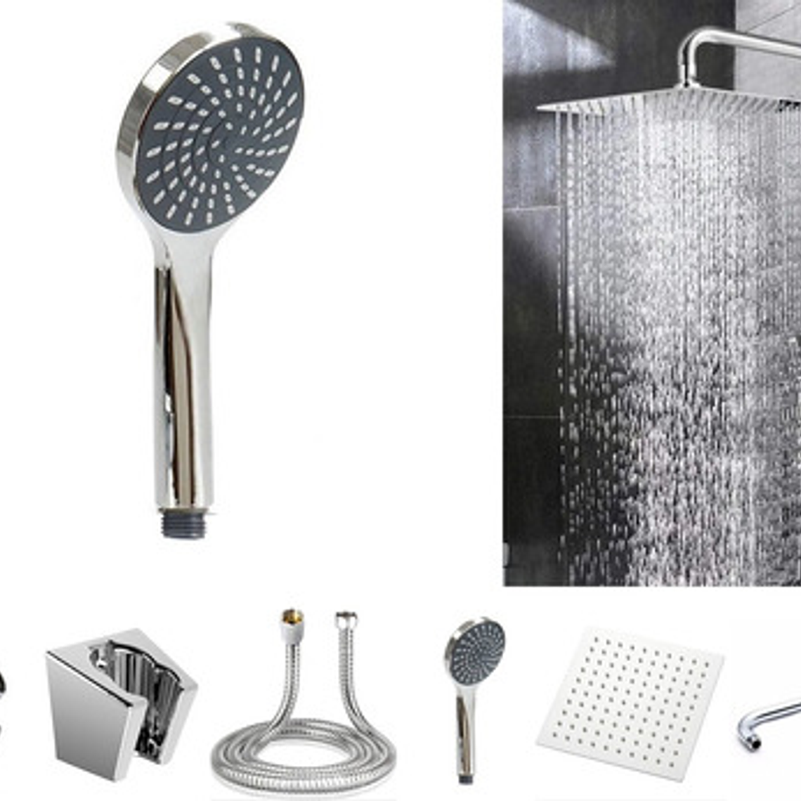 Combo X 3 Regadera Metálica 20x20, Ducha Telefono, Desviador 1