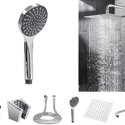 Combo X 3 Regadera Metálica 20x20, Ducha Telefono, Desviador