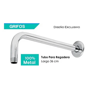 Tubo Extensión Ducha Cromado Curvo Longitud 36 Cm