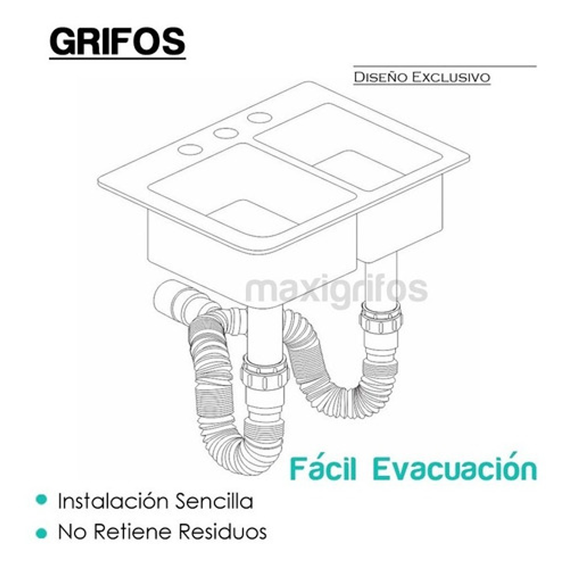 Sifón Flexible Doble Para Lavaplatos O Lavamanos O Lavadero 3