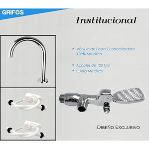 Kit Válvula Pedal Llave Pedal Metálica Cuello, Acoples 120cm