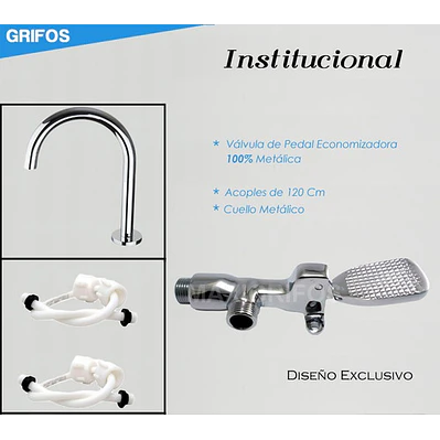 Kit Válvula Pedal Llave Pedal Metálica Cuello, Acoples 120cm