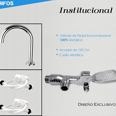 Kit Válvula Pedal Llave Pedal Metálica Cuello, Acoples 120cm